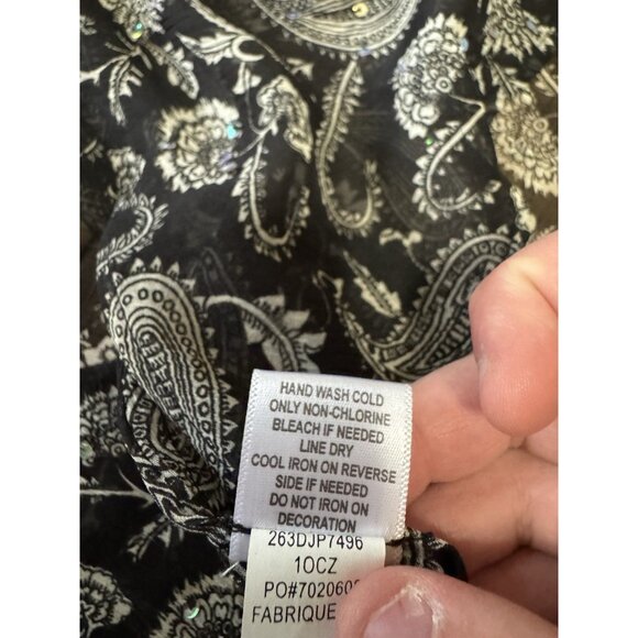 One‎ World Live and Let Live Sheer Paisley Cardigan Open Front Size Petite Small - Picture 8 of 9